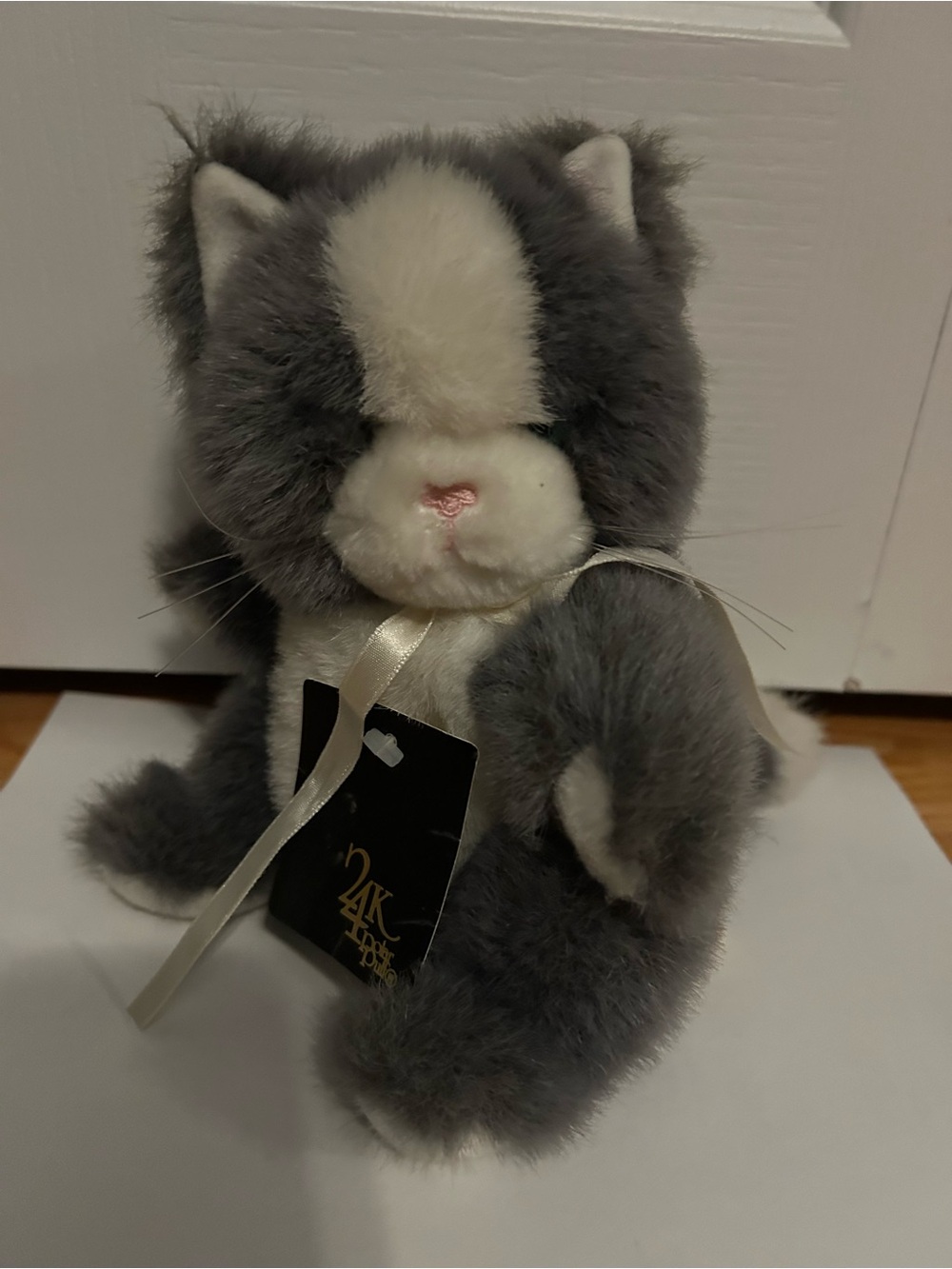 Vintage 1990 NWT Plush Kitten with Ribbon